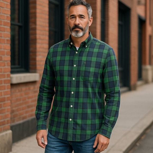 Tommy Hilfiger Other - Tommy Hilfiger Men’s Button Down Shirt SZ Medium Navy Green Plaid